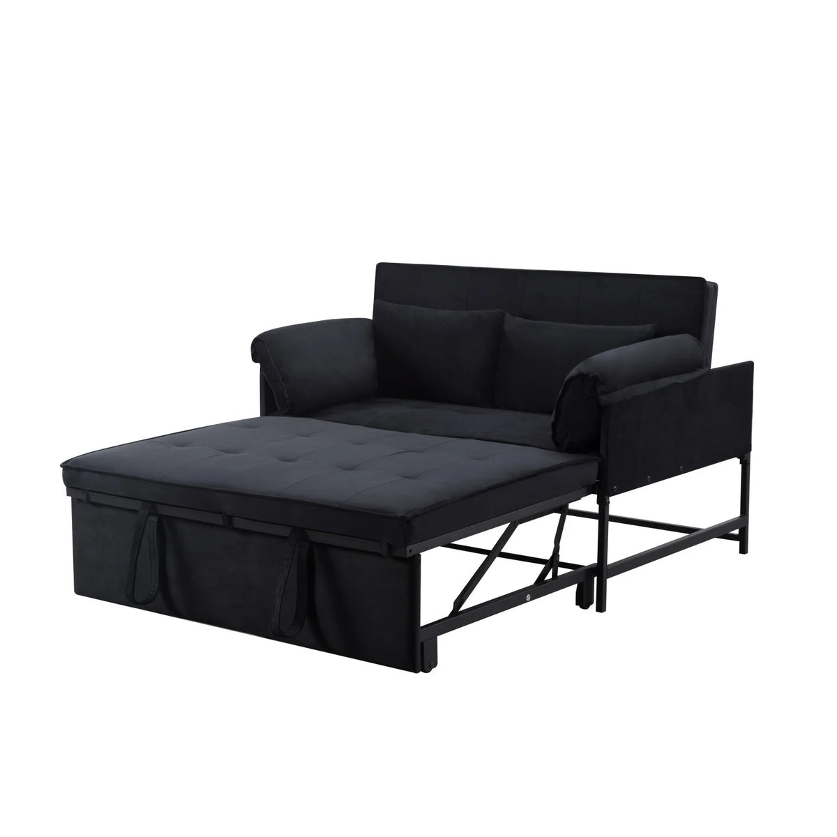 Gewnee 46" Velvet Sleeper Sofa Reclining Convertible Futon Couch Bed for Living Room, Guest & Small Spaces(Black)