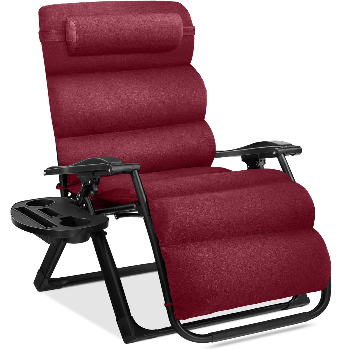 Best Choice Products Oversized Zero Gravity Chair, Folding Recliner w/ Removable Cushion, Side Tray - Fossil Gray