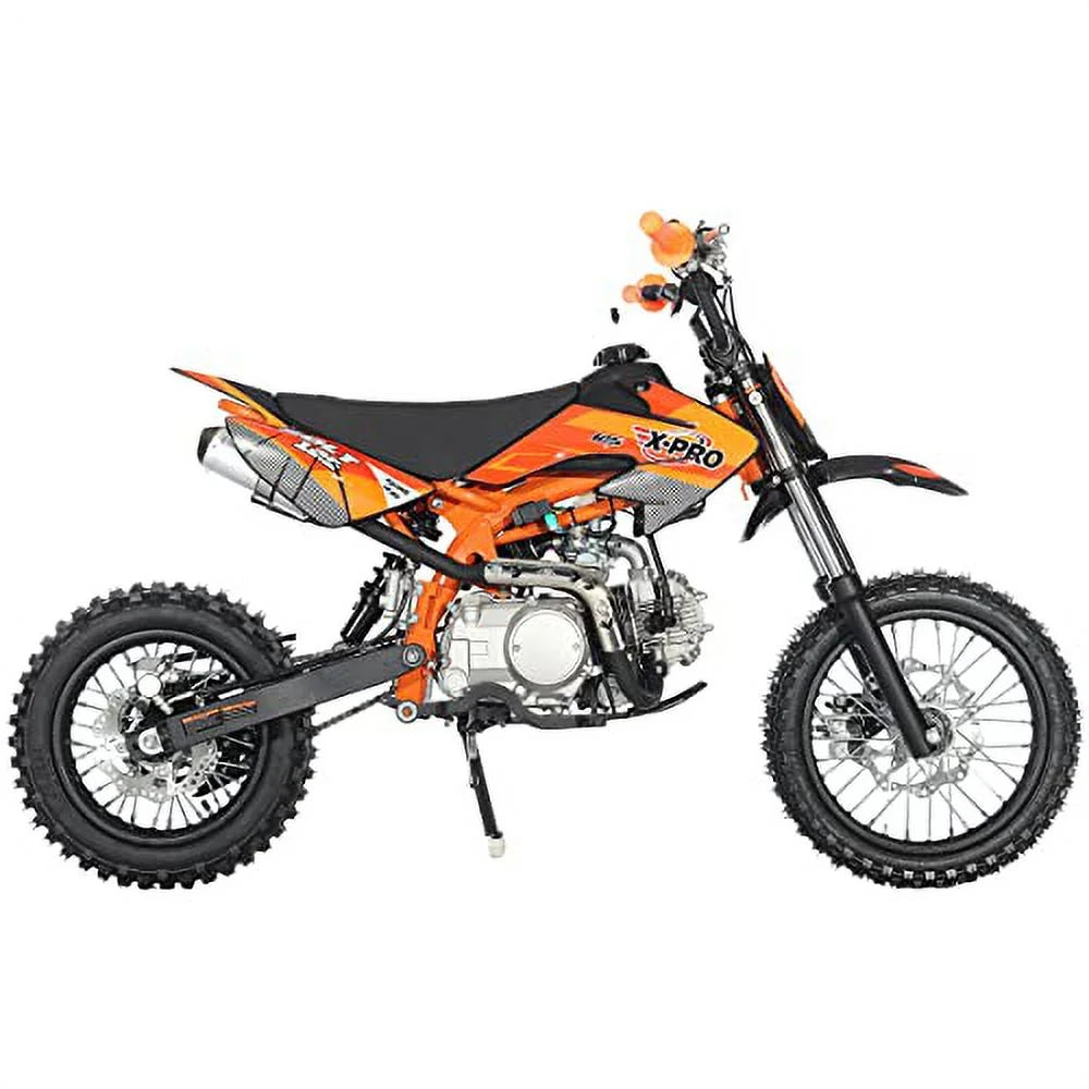 X-Pro Brand New Bolt 125cc Gas Pit Dirt Bike, Automatic Transmission E-Start 14"/12" Tires