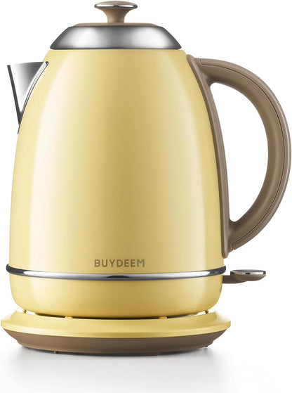 BUYDEEM K640N Stainless Steel Electric Kettle with Auto Shut-Off & Boil Dry Protection, 1.7L Cordless Hot Tea Water Boiler with Swivel Base, 1440W Fast Heating