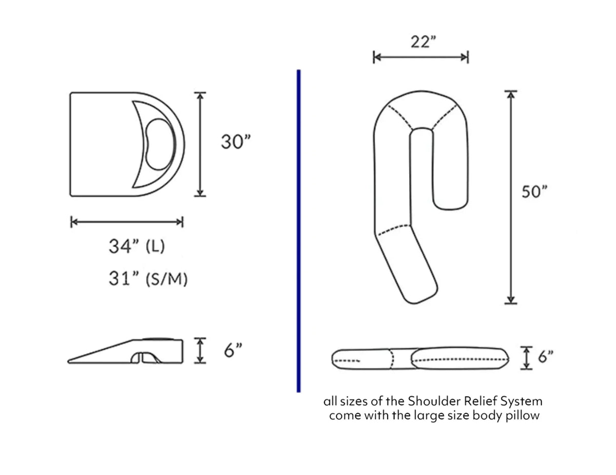 MedCline Shoulder Relief System, Bundle - Bed Wedge & Full Body Shoulder Pillow for Side Sleepers - with Extra Cases - Arm Hole Pocket & Incline Sleep Position - Large - 5'10" & Above, 1 Ct