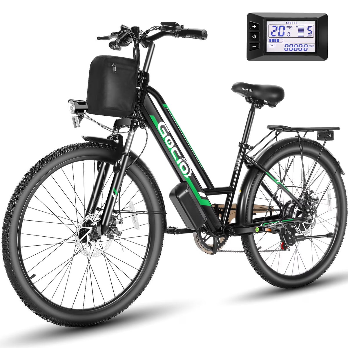 Gocio 26" Electric Bike for Adults, 500W Electric Cruiser Bike, 48V/7.8Ah Removable Battery, 7 Speed, City Commuting E-bike, UL2849
