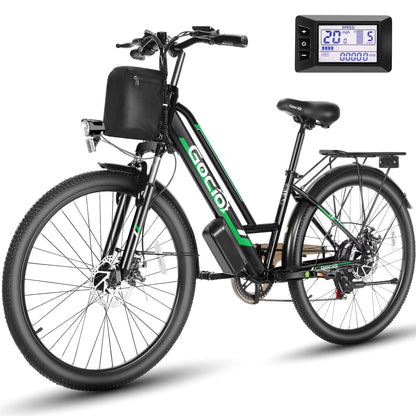 Gocio 26" Electric Bike for Adults, 500W Electric Cruiser Bike, 48V/7.8Ah Removable Battery, 7 Speed, City Commuting E-bike, UL2849