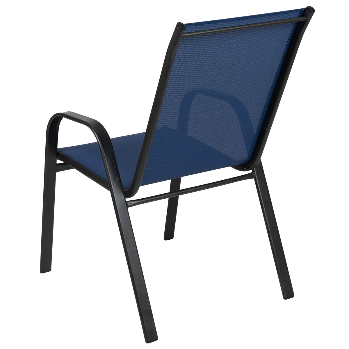 Emma + Oliver 4 Pack Gray Outdoor Stack Chair with Flex Comfort Material - Patio Stack Chair