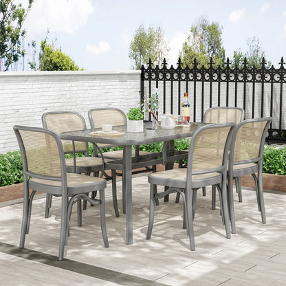 Arlopu Patio Rectangular Tempered Glass Dining Table, All-Weather Use, Outdoor Table for Garden & Backyard