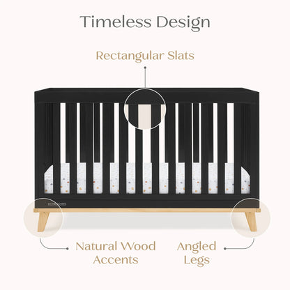 Delta Children Frankie 4-in-1 Convertible Crib - Greenguard Gold Certified, Black with Natural