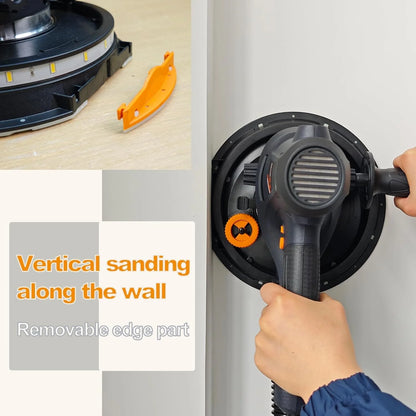 POVANLI 780W Electric Drywall Sander with Vacuum Dust Collection, 6.5A Motor Dustless Floor Sander with Variable Speed 900-1800RPM, LED Light, Extendable & Foldable Handle Yellow+Black