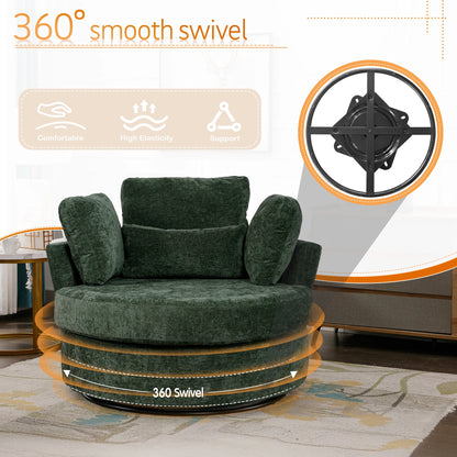Muumblus Teddy Swivel Accent Barrel Chair, Modern Oversize Sherpa Comfy Round Reading Armchair for Living Room, Ivory
