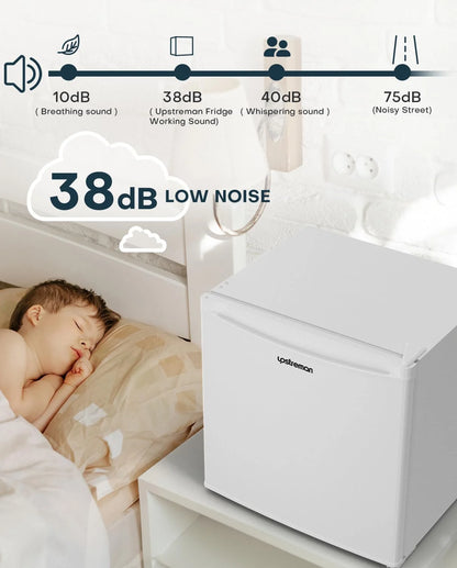 Upstreman 1.7 Cu.ft Mini Fridge with Freezer, Dorm Essentials, Adjustable Thermostat, Energy Saving, Low Noise, Single Door Compact Refrigerator for Dorm, Office, Bedroom, Red-FR17