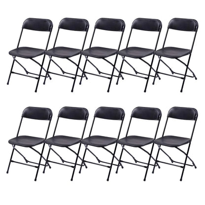 Ktaxon 6ft White Folding Table and 10 Pack Folding Chairs Black, Plastic Table and Chair Set
