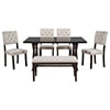 HANSHE Dining Table Set for 6, Farmhouse Dining Table Set with Foldable Table, Bench & 4 Chairs, Kitchen Table Sets with Chairs, Dining Room Set for Home Apartment Dorm, Gray