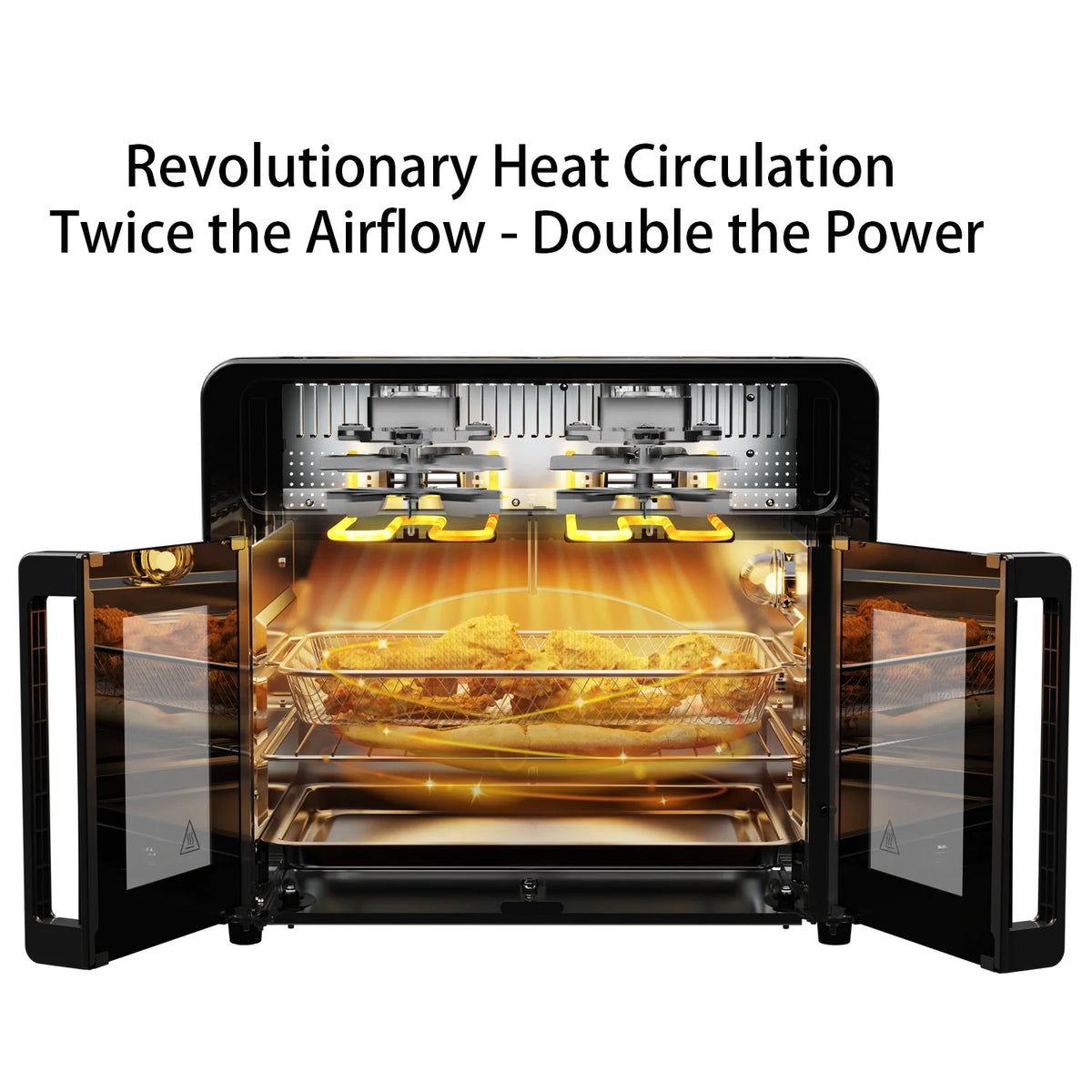 PwZzk 25.4QT Dual Zone Air Fryer Toaster Oven Combo, French Glass Door, XL Capacity, 100-430��F Temperature Range, 16 Preset Functions, LED Display, Dual Fan, 360�� Heat Circulation, Rotisserie, Bake,