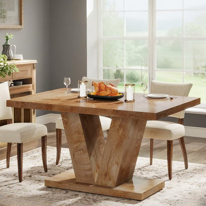 Finmind 47-inch Dining Table for 4 to 6, Farmhouse Wood Kitchen Table for Dining Room, White