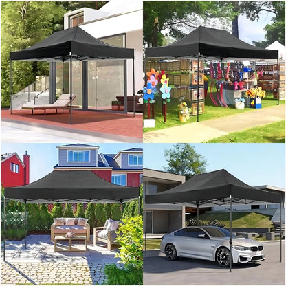 COBIZI 10x20 Heavy Duty Pop up Canopy Tent with 6 sidewalls Easy Up Commercial Outdoor Canopy Wedding Party Tent for Beach All Season Wind & Waterproof Gazebo with Roller Bag,Black(Frame Thickened)