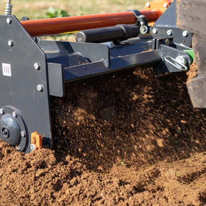 Titan Attachments 72n PTO Driven Rotary Tiller, Category 1, 3 Point Hitch, Single Speed Gear Drive, L-Shaped Tines Work 5in Deep