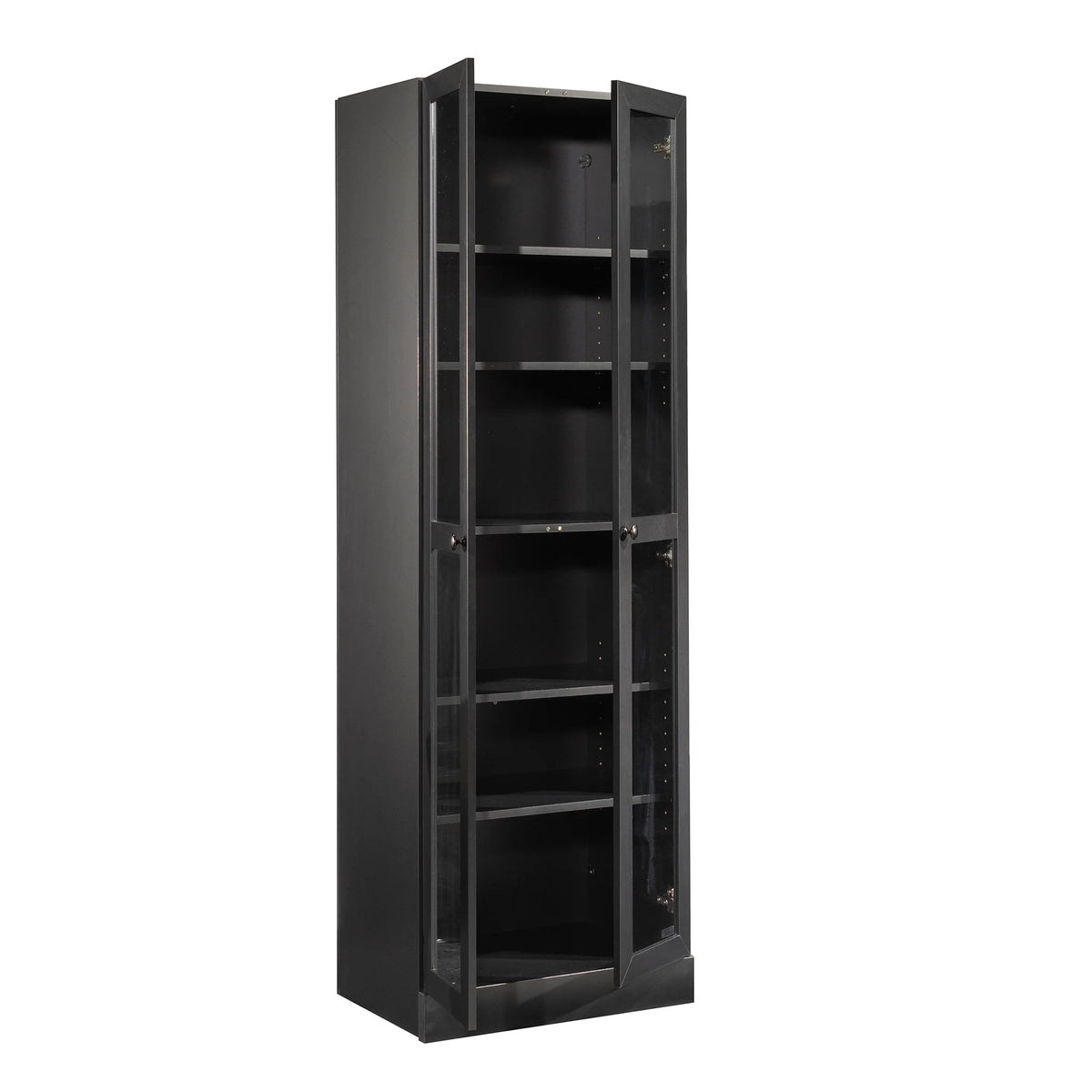 Mainstays Glass Door Storage Bookcase, Black Finish