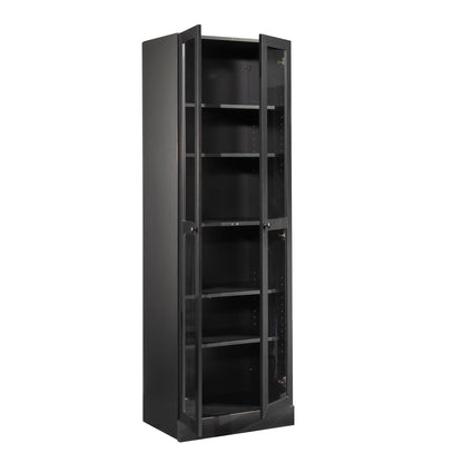 Mainstays Glass Door Storage Bookcase, Black Finish