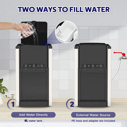 Advwin 3 in 1 Water Dispenser with Ice Maker Countertop, Bullet Ice, Crushed Ice, Water Cooler, 44Lbs/24H, 12 Ice Cube/6Min, Self-cleaning, 4Lbs Ice Storage, Home, Kitchen, Party, RV