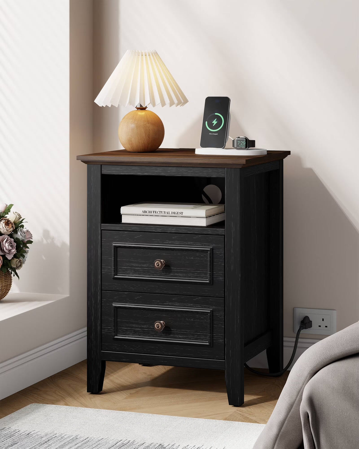 GIKPAL White Dresser for Bedroom, 6 Drawers Wood Dresser with Antique Handles, Farmhouse Rustic Chest of Drawers for Bedroom, Living Room, Entryway & Hallway