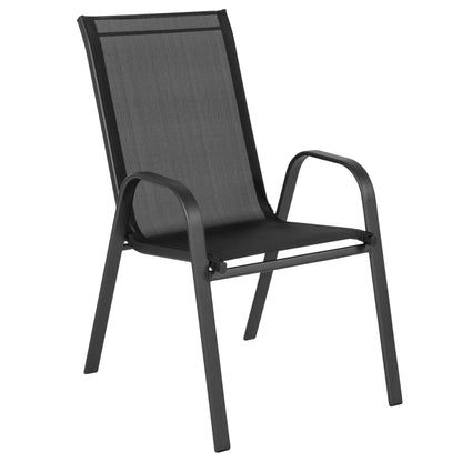 Emma + Oliver 4 Pack Gray Outdoor Stack Chair with Flex Comfort Material - Patio Stack Chair
