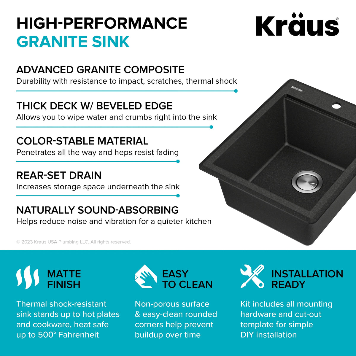 KRAUS Bellucci 18 Granite Composite Workstation Drop-In Top Mount Single Bowl Kitchen Bar Sink in White with Accessories
