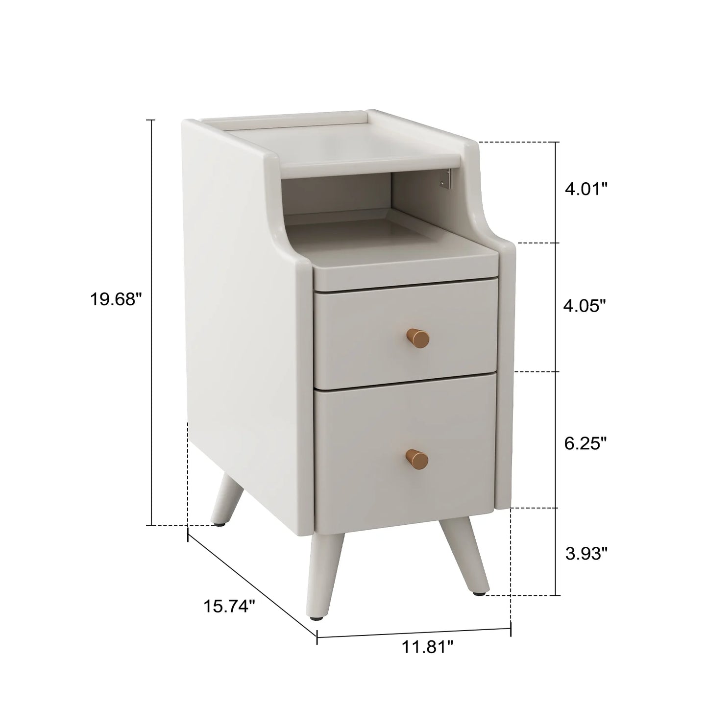 Small Nightstand,Solid Wood Nightstand with Drawers, Walnut Bedside Table for Bedroom