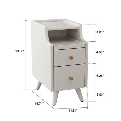 Small Nightstand,Solid Wood Nightstand with Drawers, Walnut Bedside Table for Bedroom