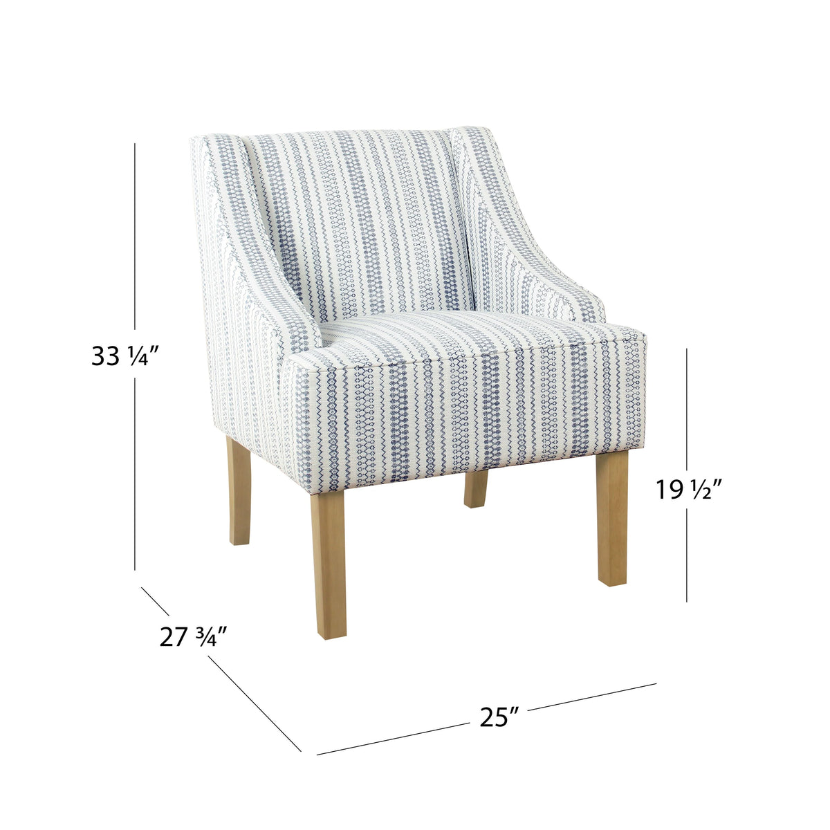 HomePop Classic Swoop Accent Chair - Blue and White Damask