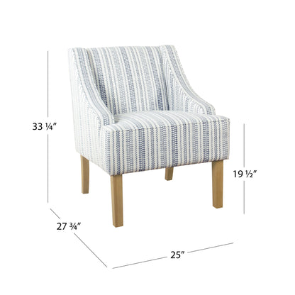 HomePop Classic Swoop Accent Chair - Blue and White Damask