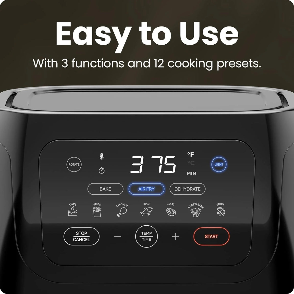 Chefman Multifunctional Digital 10 Qt. Air Fryer+ Rotisserie, Fry, Roast & Bake, 17 Presets - Black