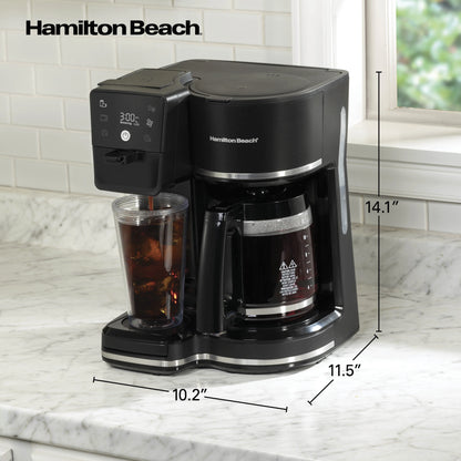 Hamilton Beach 2-Way Programmable Iced/Hot Coffee Maker, Single-Serve and 12 Cup Glass Carafe, 47501J
