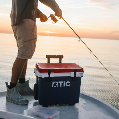 RTIC 22 QT Ultra-Light Wheeled Hard-Sided Ice Chest Cooler, Fits 28 Cans, 6 Wine Bottles, White & Grey