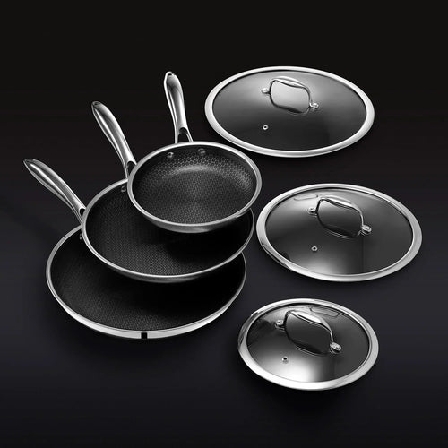 Hybrid Fry Pan Set With Lids, 6-pc