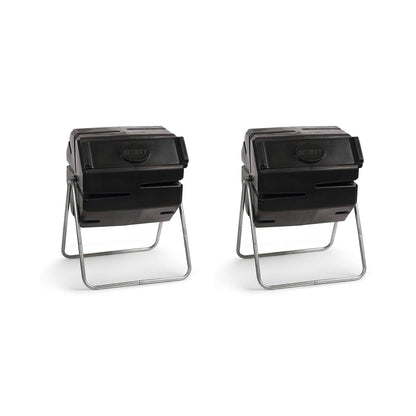 FCMP Outdoor 37 Gallon Single Chamber Roto Tumbling Compost Bin, Black
