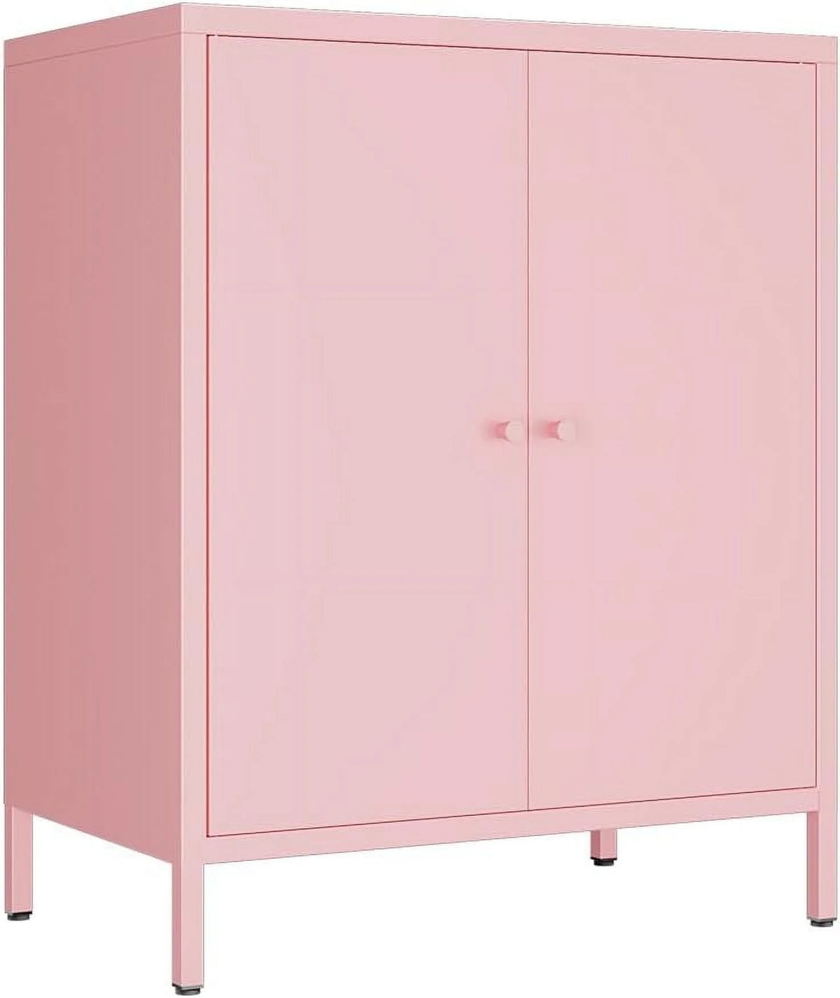 Small 2 Transparent Door Metal Storage Side Buffet Cabinet for Bed Room,Living Room,Entryway,Hallway,Home,Hotel,Office,Garage,Kitchen,1 Removable Shelf.