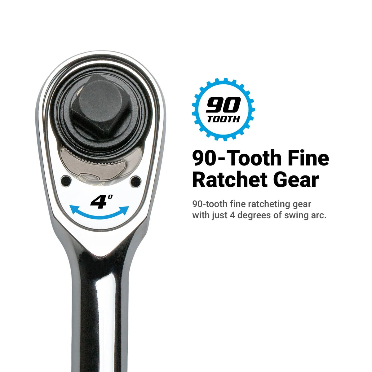 Capri Tools Fine 90-Tooth Ratchet Set, Ergonomic Soft Grip, 1/4, 3/8, 1/2 in. Drive, 3-Piece