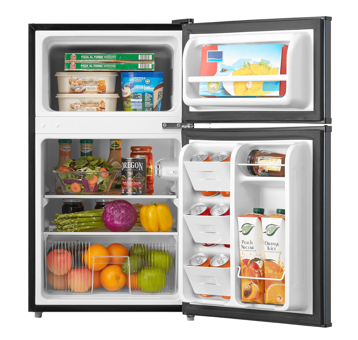 Arctic King 3.2 Cu ft Two Door Mini Fridge with Freezer, Stainless Steel, E-Star, ARM32D5ASL