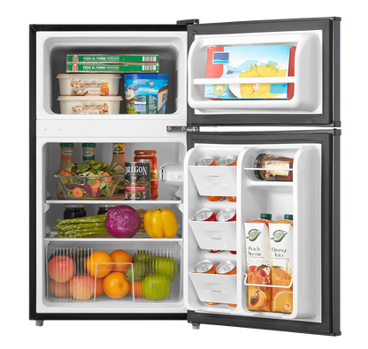 Arctic King 3.2 Cu ft Two Door Mini Fridge with Freezer, Stainless Steel, E-Star, ARM32D5ASL