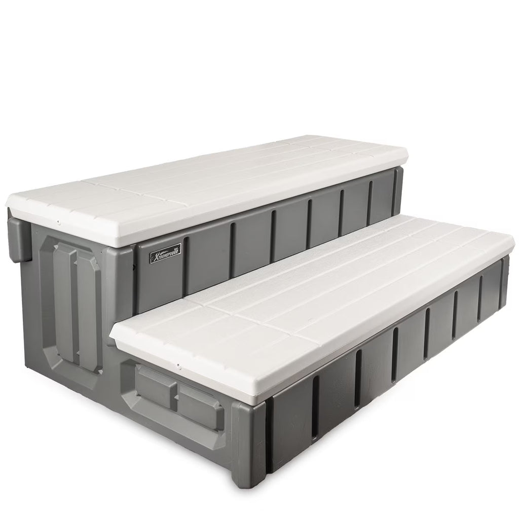 XtremepowerUS Hot Tub Steps With Storage, Spa Step, 36" Length, Camper/Deck Steps, Anti-Slip Brown