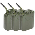 YUONAO 3-Pack 5 Gal (20L) Steel Gas Fuel Can �C Army Green Military-Grade Gasoline Container for Emergency, Outdoor, Off-Road, Camping