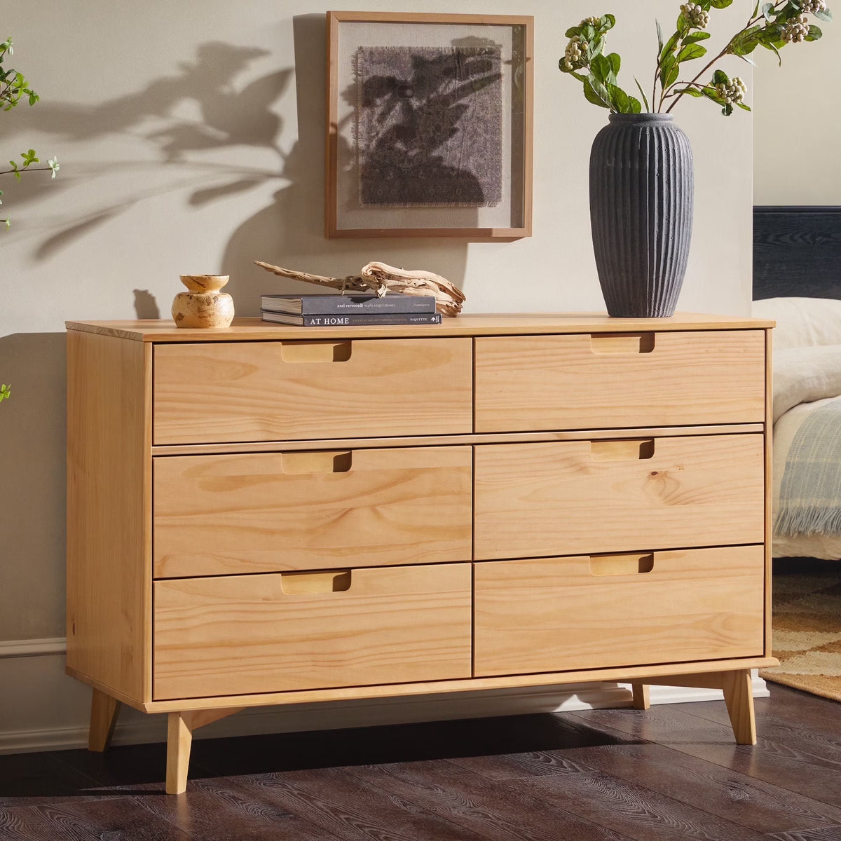 Walker Edison Sonoma 6-Drawer Solid Wood Caramel Dresser