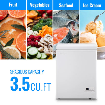 DEMULLER Deep Chest Freezer with 2 Removable Baskets Compact Mini Deep Freezers Stay-Open Lid White
