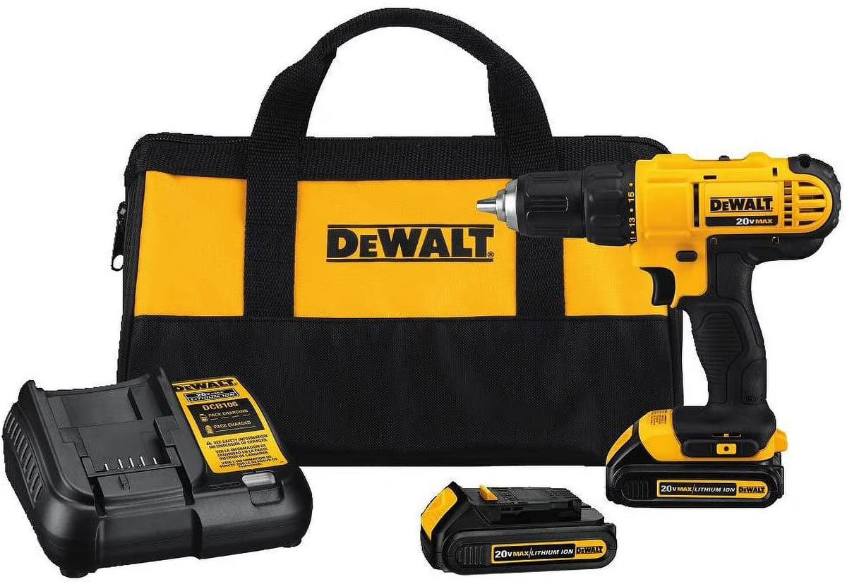 DEWALT 20V Max Cordless Drill/Driver Kit, Compact, 1/2-Inch (DCD771C2), Yellow