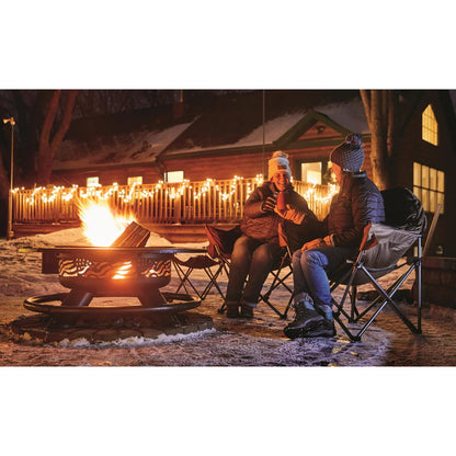 CASTLECREEK 47" Fire Pit BBQ Grill Outdoor Wood Burning Steel Log Firepit for Camping, Grilling, Smores, Yard, Cooking Outside, Barbecue, Bonfire