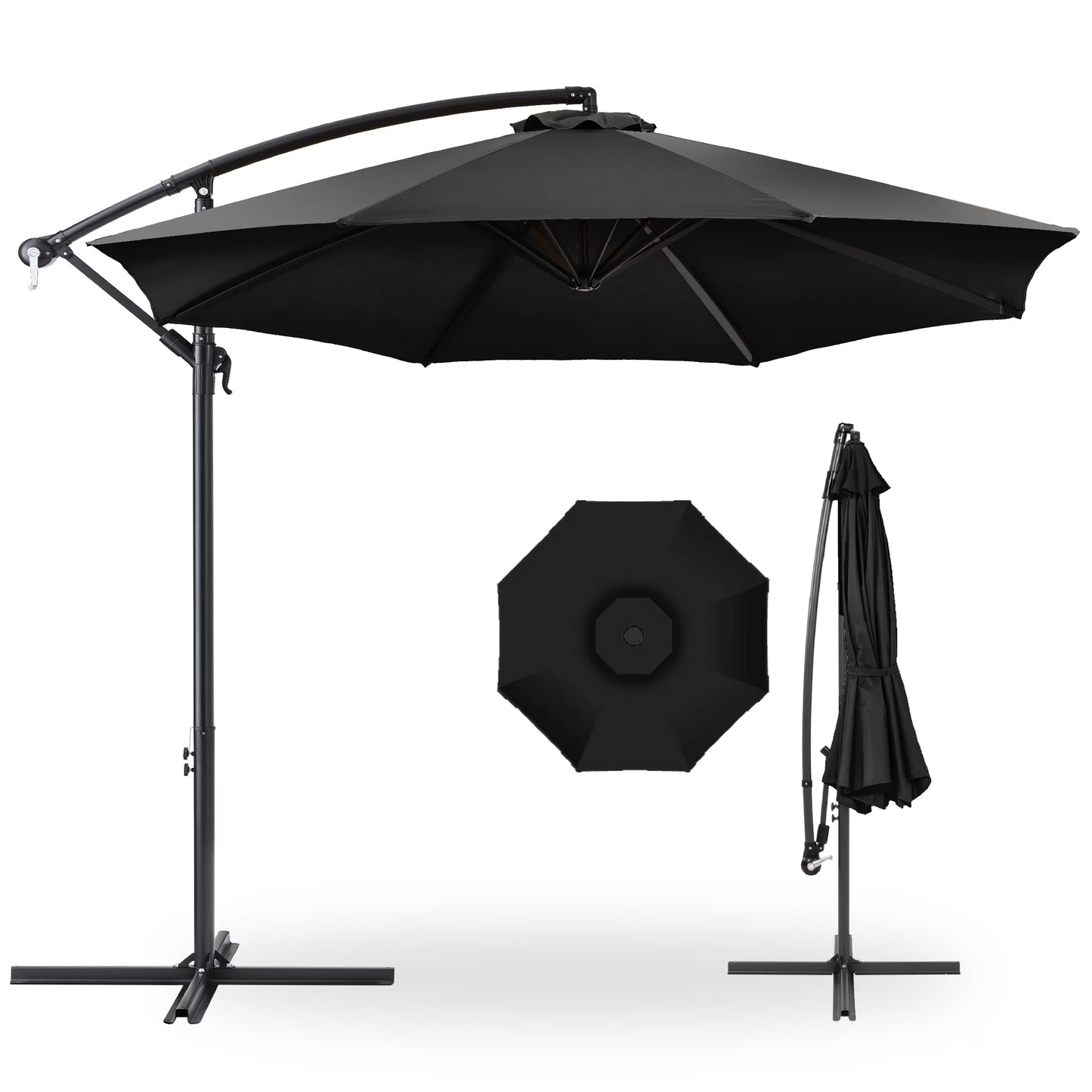 Best Choice Products 10ft Offset Hanging Outdoor Market Patio Umbrella w/ Easy Tilt Adjustment - Tan