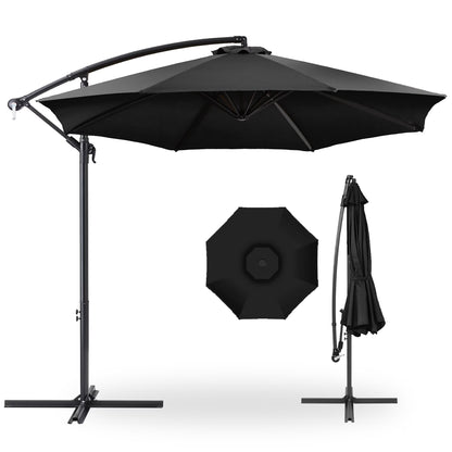 Best Choice Products 10ft Offset Hanging Outdoor Market Patio Umbrella w/ Easy Tilt Adjustment - Tan