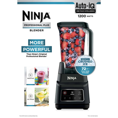 Ninja Professional Plus Blender, 2 Auto-IQ Programs for Smoothies, Frozen Drinks, 1200 W, 72 oz* Total Crushing Pitcher, Black, BN700