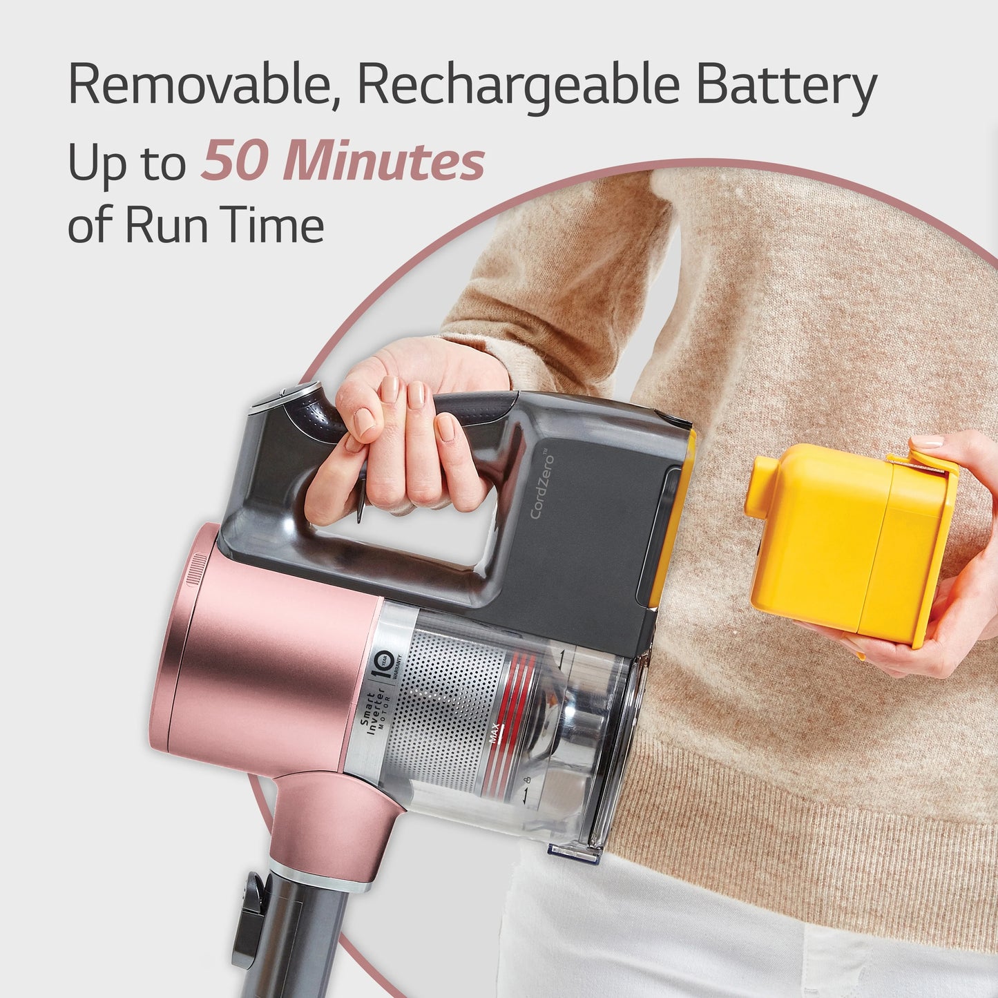 LG Cord Zero A9 Cordless Stick Vacuum - A912PM, Lightweight, Powerful Suction, Pet Hair, Hard Floor, Carpet, HEPA Filter, Self-Cleaning Brushroll, LED Headlights, Rechargeable, Multi-Surface