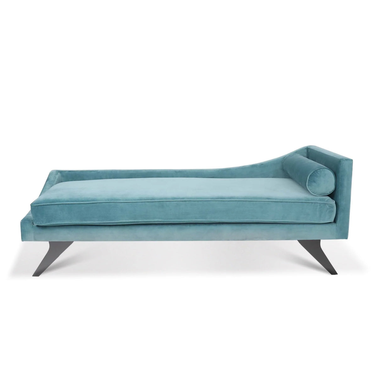 Chaise Lounge Sofa Chair, Right Square Arm Reclining Chaise, Indoor Upholstered Sleeper Sofa with Pillow and Wood Legs, Modern Accent Chaise Chair for Living Room Bedroom Office, Green