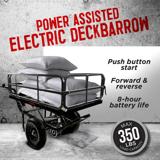 Chore Warrior Electric Wheelbarrow Powered Utility Cart 350 LBS Capacity with Metal Mesh Deck 8 Hour Battery Life